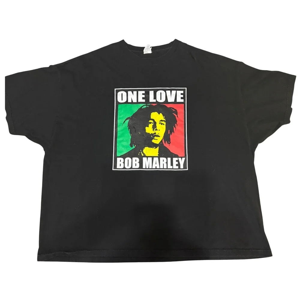 Bob Marley Y2K One Love Graphic T-Shirt Mens‎ 5XL Black Alstyle Reggae Rasta Tee